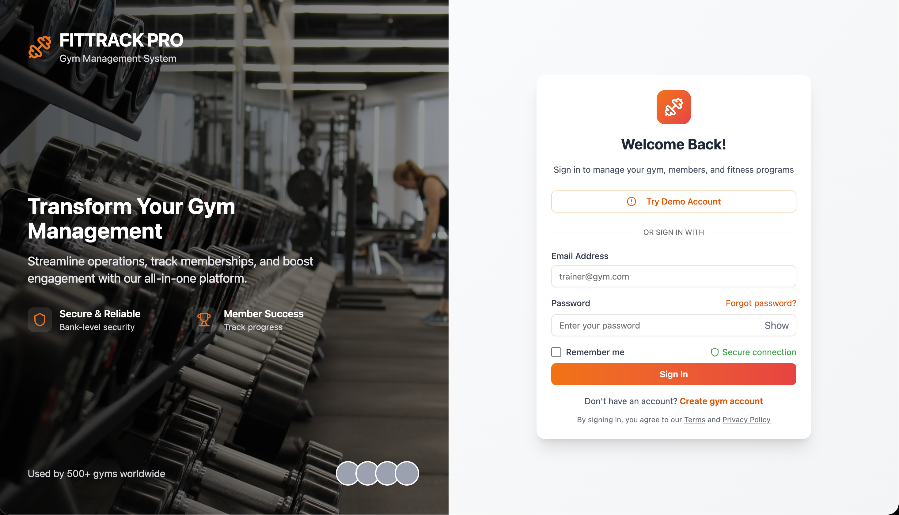 Gym Management System screenshot